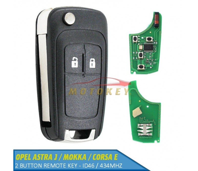 Opel Astra J / Mokka / Corsa E / Zafira C - 2 Button Remote Key