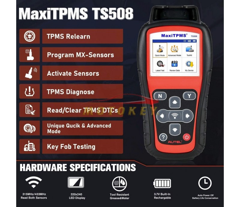 Autel Maxitpms Ts508 With 2in1 Sensor Tpms Relearn Tool Activate